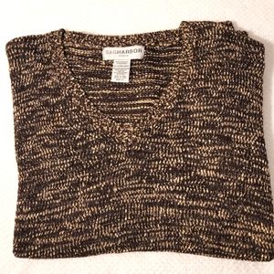 Sag Harbor Knit Brown Tan Sweater Classy Excellent Stetch 1X